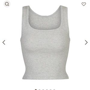 NWT Skims Cotton Rib Tank Top Scoop Neckline Pullover Light Heather Grey medium